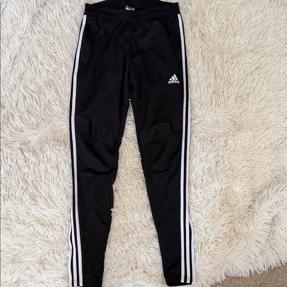 Adidas Ladies XS Black Tiro pants with White Stripes